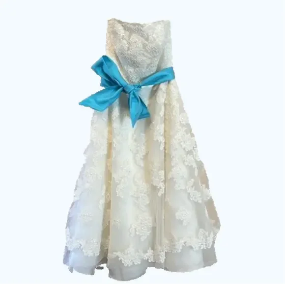 Galina Strapless Bridal or Quinceañera Gown- Midi Length - Picture 2 of 12